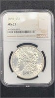 1889 NGC MS62 Silver Morgan Dollar