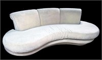 Vladimir Kagan Style Cream Color Upholstered Sofa.