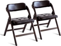 Set of 2 Walnut Brown Folding Chairs  31