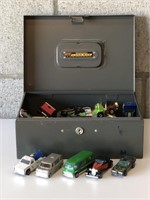 Metal Cash Box Filled with Vintage Hot Wheels