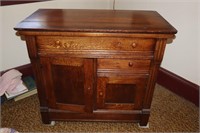 Oak Wash Stand with 2 Drawers and Doors 33" X 17"