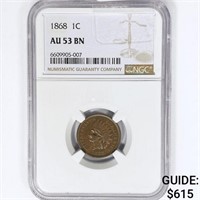 1868 Indian Head Cent NGC AU53 BN