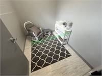 Furniture in Break Room- Cabinet, Chair, Rug