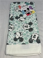 Mickey Mouse Aqua Floral Print Cotton Dish Towel