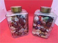 Vintage Lot 2 Jars Buttons & Polished Stones