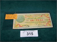 1915 Series P Mexico $1 Peso. Estado de Oaxaca