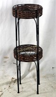 Wrought Iron & Wicker Double 28" X 9" Plant Stand