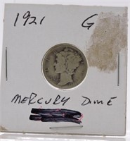 1921 Mercury dime G