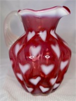Fenton 5.5" Country Cranberry Opalescent w/ Hearts