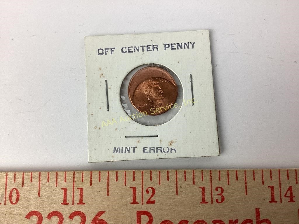 U. S. 200-? Off center penny mint error
