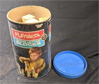 Vintage Can of Playskool Wood Letter Blocks