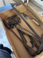 LOT OF VINTAGE TOOLS PIPE WRENCHES MORE