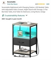 Seventable Nightstand with Charging Station