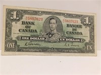1937 CANADA 1 DOLLAR NOTE GORDON TOWERS