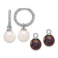 14 Kt-White Gold Fresh Water Pearl Drop Earrings