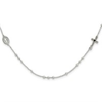 Sterling Silver- Beaded Cross Necklace
