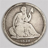 1838 o Better Date Seated Liberty Dime