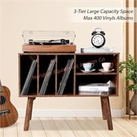 Large Record Player Stand with Vinyl Record Storag