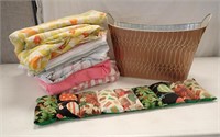 TWIN SIZE SHEETS, METAL BASKET ETC