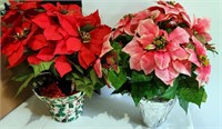 Vintage Silk Poinsetta Pots