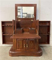 Vintage Bar Cabinet with Marquetry Design