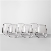 16oz 6pk Glass Stackable Stemless Wine Glasses