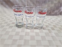 Lot of Three Hamm's Beer Glasses