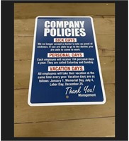 funny work place company policy sign