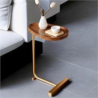 C Table End Table  Wood Side Table  Gold+Brown