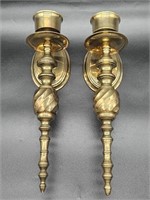 (2) Brass Single Candle Wall Sconces