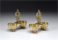 PAIR OF RUSSIAN DOUBLE FORM SALT CELLARS