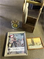 Pictures frames, John Deere clock, box