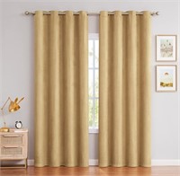 (N) Faux Suede Window Curtain Panels 84 Inches Lon
