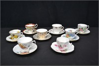 8 Sets English Made Cups & Saucers