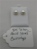 925 Pearl Stud Earrings