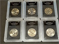 Six Uncirculated slabbed and authenticated