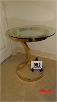 Round Glass Top Metal Base End Table