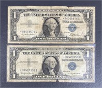 Two Silver Certificates & Star Notes Dollars