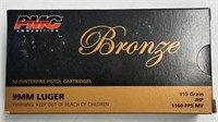 PMC Bronze 9mm Luger 115 Grain JHP Box of 50!