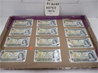 12 - 1973 one dollar bills