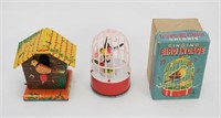 Two Tin Windup Singing Birds, One Boxed