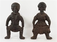 Pair 19th C. American Cast Iron Figural Andirons