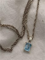 Sterling Silver Necklace w/ Blue Topaz Gemstone