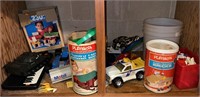 Vintage toys, Lincoln Logs, trucks, action