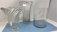 Heavy Glass Vases, Tallest Vase 10"