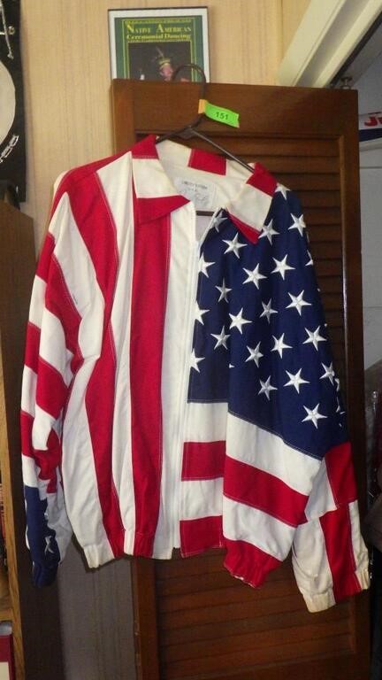 VINTAGE L.E. AMERICAN SEWN FLAG JACKET SIGNED XL