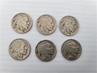 1928 Buffalo Nickels (lot of 6)