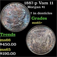 1887-p Vam 11  Morgan $1 Grades GEM+ Unc
