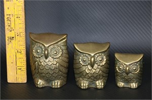 3 Brass Owls