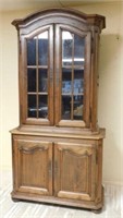 French Farmhouse Style Oak Bookcase Cabinet.